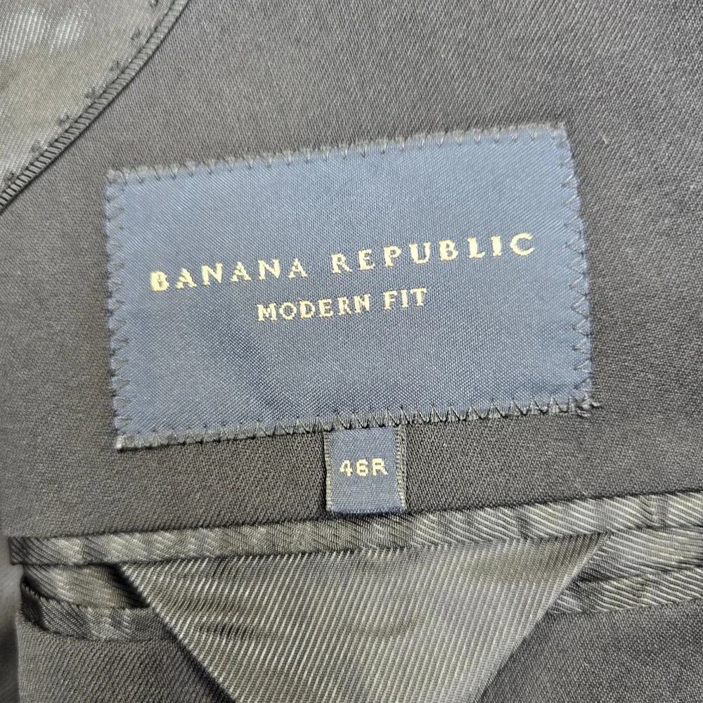 Banana Republic Black Wool Suit Jacket Mens 46R‎ 46 Modern Fit Italian Blazer
